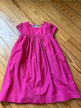 Mini Boden Bright Hot Pink Flutter-Sleeve Cotton Dress